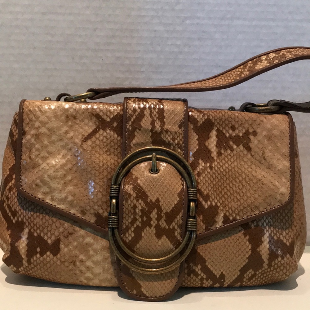 Cole Haan Faux Snakeskin Tan/ Brown Satchel